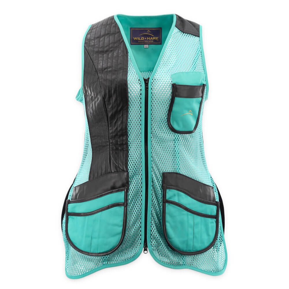 Krieghoff Ladies’ “Perfect Fit” Mesh Vest by Wild Hare – Left Handed, Turquoise/Black